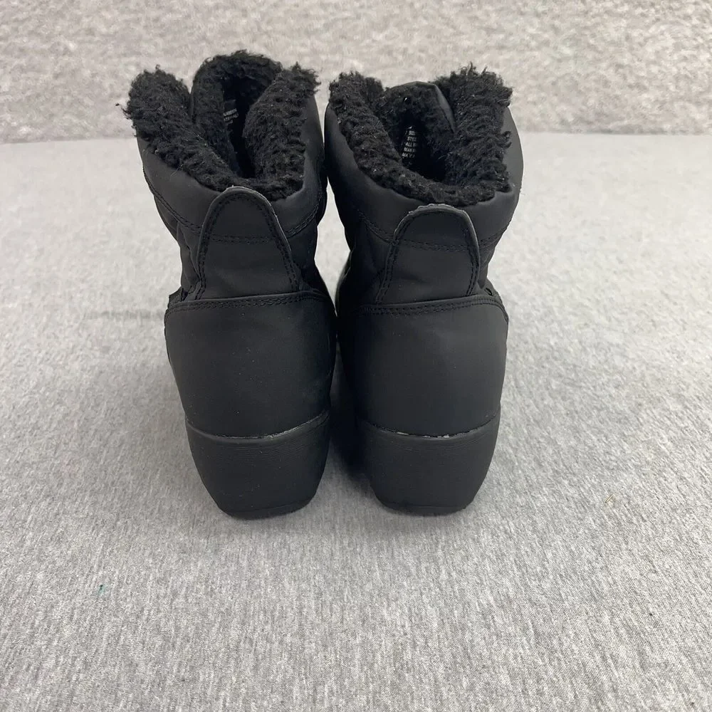 Sporto Womens Fleece Fur Lined Quilted‎ Winter Ankle Boots Sz 10M Black Zelda